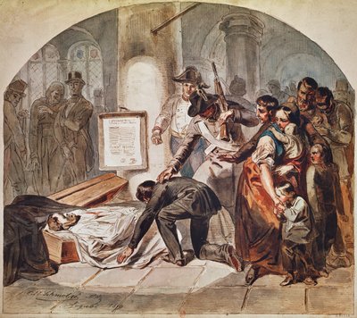 Begravelse av det demokratiske Robert Blum-skuddet i oktober 1848 i Wien av Karl Hermann Schmolze
