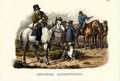 Tyske gårdshester, 1824 av Karl Joseph Brodtmann