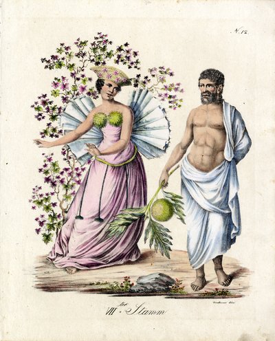 Mann og kvinne av VIII-stammen (trykk) av Karl Joseph Brodtmann