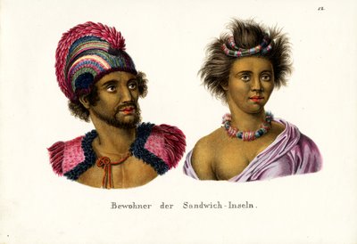 Folk på Hawaii, 1824 av Karl Joseph Brodtmann