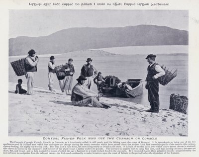 Donegal Fisher Folk som bruker Curragh eller Coracle (s/hvitt bilde) av Karl Karlovich Piratsky