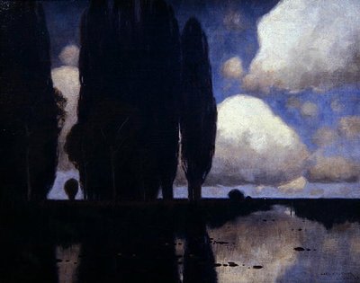 Rhineland Scene (olje på lerret) av Karl Kustner