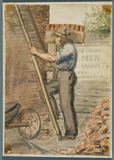 Brick Layer, 1864 (wc over svart medieundertegning) av Karl L.H. Mueller