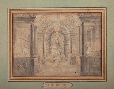 Napoleon på jobb i biblioteket i Chateau de Malmaison, ca. 1806 av Karl Loeillot-Hartwig