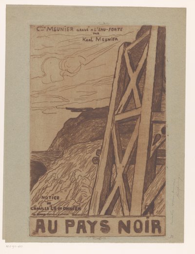 Fjelllandskap med industribygg Tittelside for: Lemonnier, Au Pays Noir, [1885] av Karl Meunier