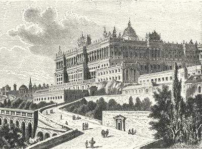 Det kongelige palass, Madrid, Spania (gravering) av Karl Muller