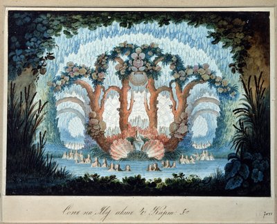 Forberedende dekor for operaen "Gromoboi" av Alexei Verstovski (1799-1862) (Scenedesign for operaen "Chor Valley" av A. Verstovski). Verk av Karl Ossipovich Braun l