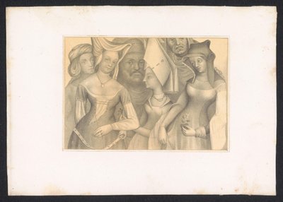 Fire kvinner og to menn Design og studier av en nederlandsk mester fra 1400-tallet. Århundre. Basert på originalene oppbevart i det kongelige bibliotek i Berlin (serietittel) av Karl Palzow