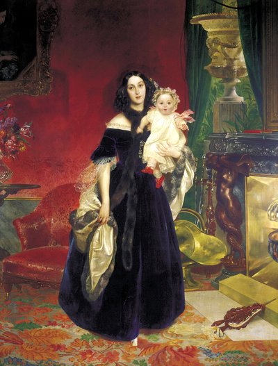 Maria Arkadyevna Stolypina Beck 1819-1889 med sin datter, 1840. av Karl Pavlovich Bryullov