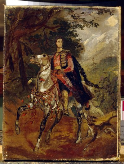 Portrett av grev Anatole Nikolaievich Demidov (Demidoff), første prins av San Donato (1812-1870). Maleri av Karl Pavlovich Briullov (Bryullov) (1799-1852), olje på lerret, ca. 1831. Russisk kunst av Karl Pavlovich Bryullov