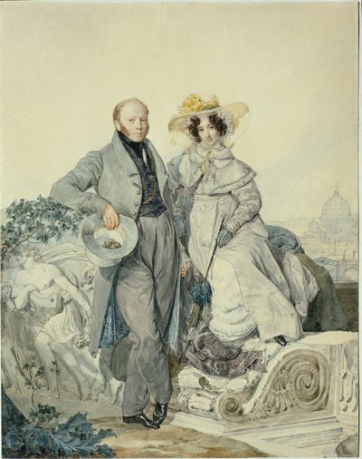Portrett av Grigory Nikanorovich og Varvara Alexeyevna Olenin, 1827 av Karl Pavlovich Bryullov