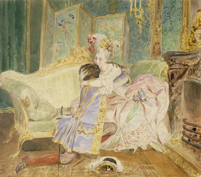Rendezvous. Illustrasjon til romanen Peter the Greats Black av A. Pushkin, 1847-1849 av Karl Pavlovich Bryullov