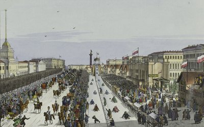 Offentlig glede på Admiralitetsplassen i St. Petersburg, første halvdel av 1800-tallet. av Karl Petrovich Beggrov