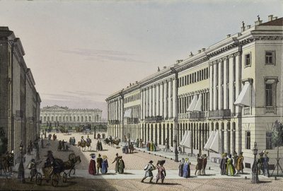 Mikhailovskaya-gaten med utsikt over Michael-palasset i St. Petersburg, første halvdel av det 19. av Karl Petrovich Beggrov