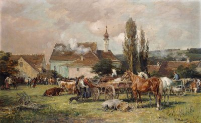 Et marked ved en landsby av Karl Stuhlmuller