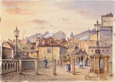 Magdalenebroen over Wien-elven av Karl Wenzel Zajicek
