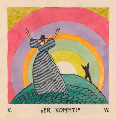 He Comes, ca. 1921 (gouache på papir) av Karl Wiener