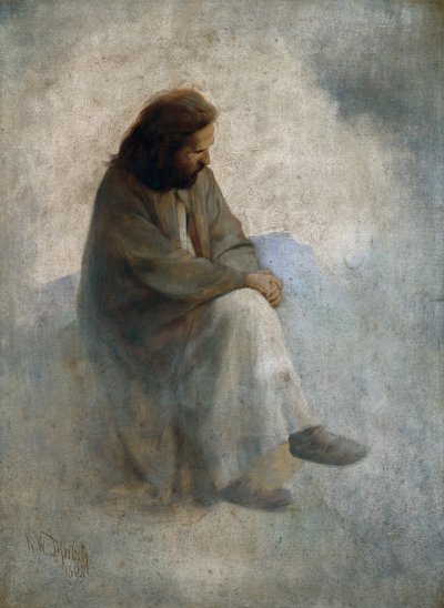 Selvportrett som Kristus, av Diefenbach, Karl Wilhelm (1851-1913). Olje på lerret av Karl Wilhelm Diefenbach