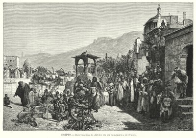 Distribusjon av datoer på en kirkegård, Kairo, Egypt (litho) av Karl Wilhelm Gentz