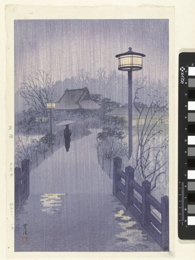 Kveldsregn ved Shinobazu-dammen Yau Shinobazu Ike av Kasamatsu Shirô