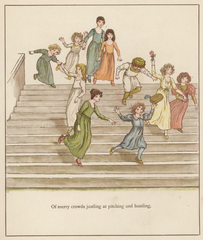 Kate Greenaway-illustrasjon for The Pied Piper of Hamelin av Robert Browning (litho-farge) av Kate (after) Greenaway