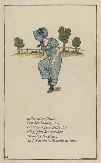Little Betty Blue (farge litho) av Kate (after) Greenaway