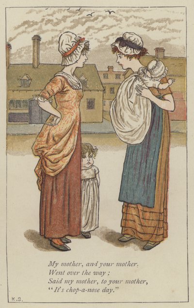 Min mor, og din mor (farge litho) av Kate (after) Greenaway