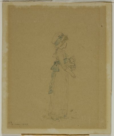Jente med katt av Kate Greenaway