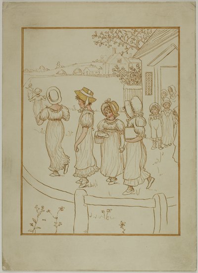 Jenter som går ned en bane av Kate Greenaway