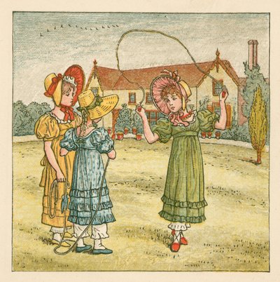 Jenter hopper over av Kate Greenaway