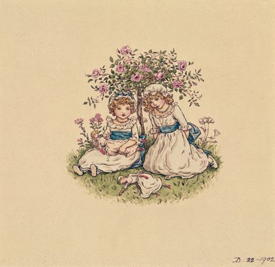 Illustrasjon for St. Valentines Day 1902 (wc på papir) av Kate Greenaway