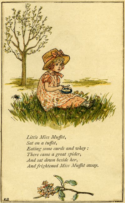 Little Miss Muffet illustrated av Kate Greenaway