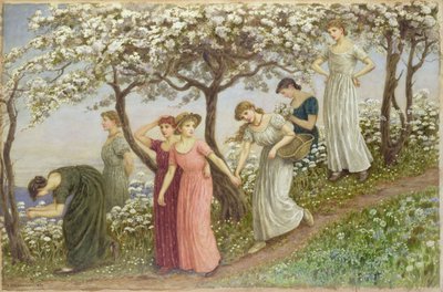 Gjennom de hvite blomstene, 1891 (wc) av Kate Greenaway