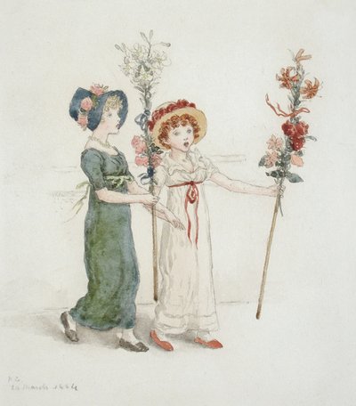 To barn med stokker av Kate Greenaway