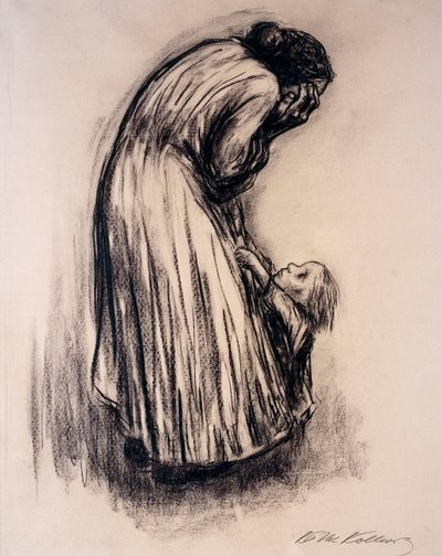 Fortvilet kvinne med barn, av Käthe Kollwitz