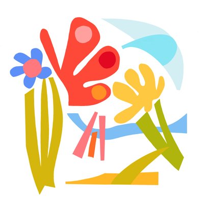 Ekstatisk, 2023 (digital illustrasjon fra original papirkollasje) av Kathy Dunaway