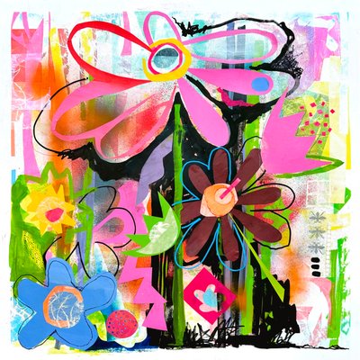 urban eden, 2025 (blandet teknikk på papir) av Kathy Dunaway