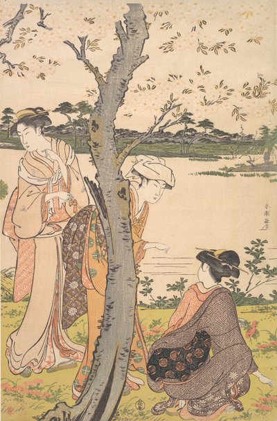 Samler unge blomster, slutten av 1700-tallet. av Katsukawa Shuncho