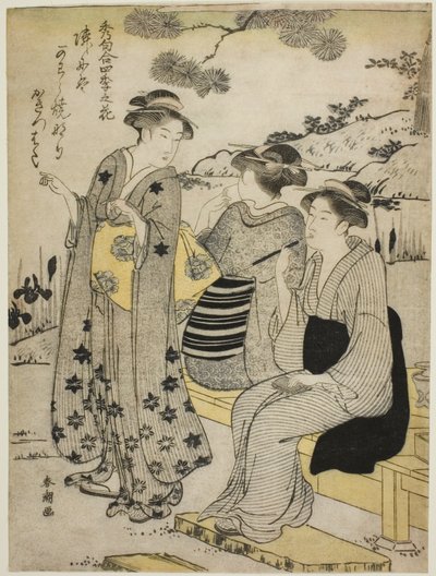 Rabbit-Ear Irises in Autumn, fra serien "Choicest Odes upon Flowers of the Four Seasons (Shuku awase, shiki no hana)" av Katsukawa Shuncho