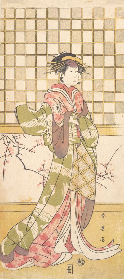 En skuespiller av Iwai-klanen som kvinne, ca. 1795. av Katsukawa Shun
