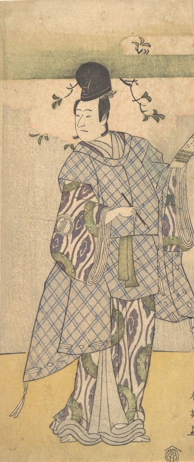 Skuespilleren Sawamura Sojuro III som adelsmann som skriver poesi, 1782. av Katsukawa Shun