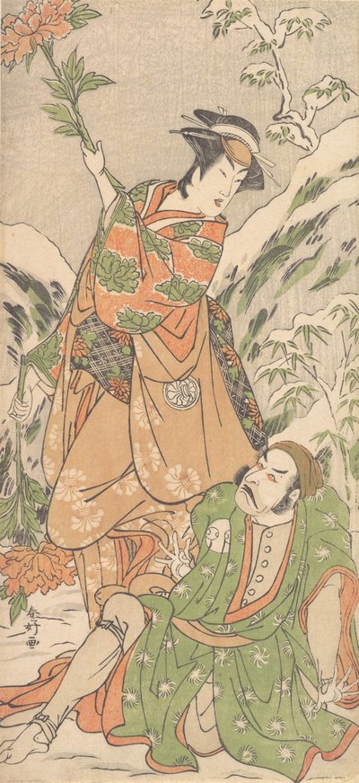 Kabuki-skuespillerne Arashi Ryuzo II og Segawa Kikunojo III, ca. 1790. av Katsukawa Shunko