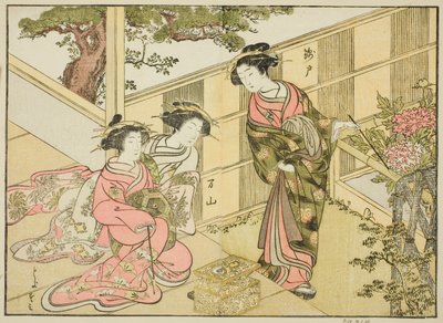 Courtesans of the Chojiya, fra boken "A Comparison of Beauties of the Green Houses: A Mirror of Their Forms (Seiro bijin awase sugata kagami)," vol. 1 av Katsukawa Shunsho