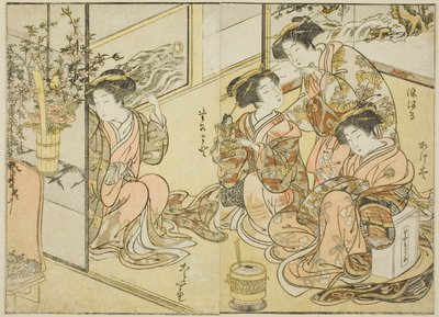 Courtesans of the Matsuneya, fra boken "Mirror of Beautiful Women of the Pleasure Quarters (Seiro bijin awase sugata kagami)," vol. 1 av Katsukawa Shunsho
