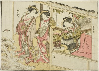 Courtesans of the Nakaomiya, fra boken "Mirror of Beautiful Women of the Pleasure Quarters (Seiro bijin awase sugata kagami)," vol. 2 av Katsukawa Shunsho