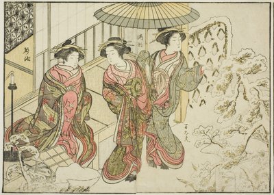 Courtesans of the Nakaomiya, fra boken "Mirror of Beautiful Women of the Pleasure Quarters (Seiro bijin awase sugata kagami)," vol. 2 av Katsukawa Shunsho