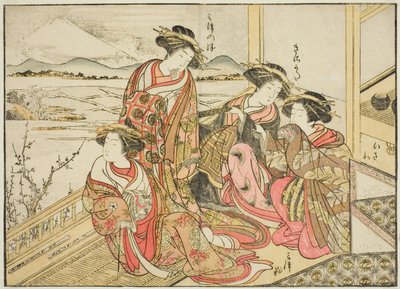 Courtesans of the Obishiya, fra boken "Mirror of Beautiful Women of the Pleasure Quarters (Seiro bijin awase sugata kagami)," vol. 2 av Katsukawa Shunsho