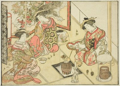 Courtesans of the Okaneya, fra boken "Mirror of Beautiful Women of the Pleasure Quarters (Seiro bijin awase sugata kagami)," vol. 2 av Katsukawa Shunsho