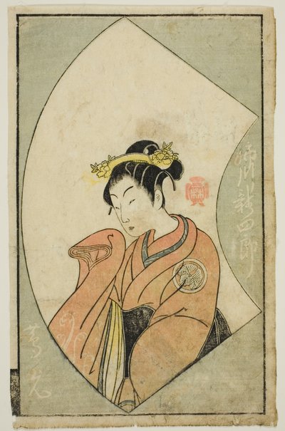 Skuespilleren Anegawa Shinshiro II, fra "A Picture Book of Stage Fans (Ehon butai ogi)" av Katsukawa Shunsho