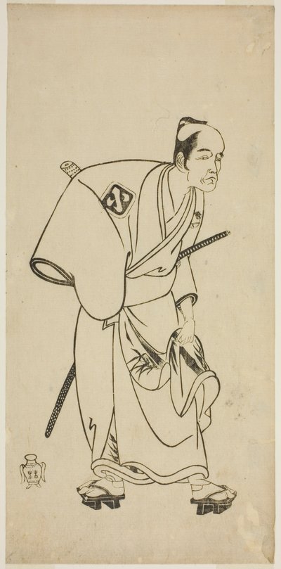 Skuespilleren Arashi Otohachi I som Hotei Ichiemon i stykket Ayatsuri Kabuki Ogi, fremført på Nakamura Theatre i den syvende måneden, 1768 av Katsukawa Shunsho